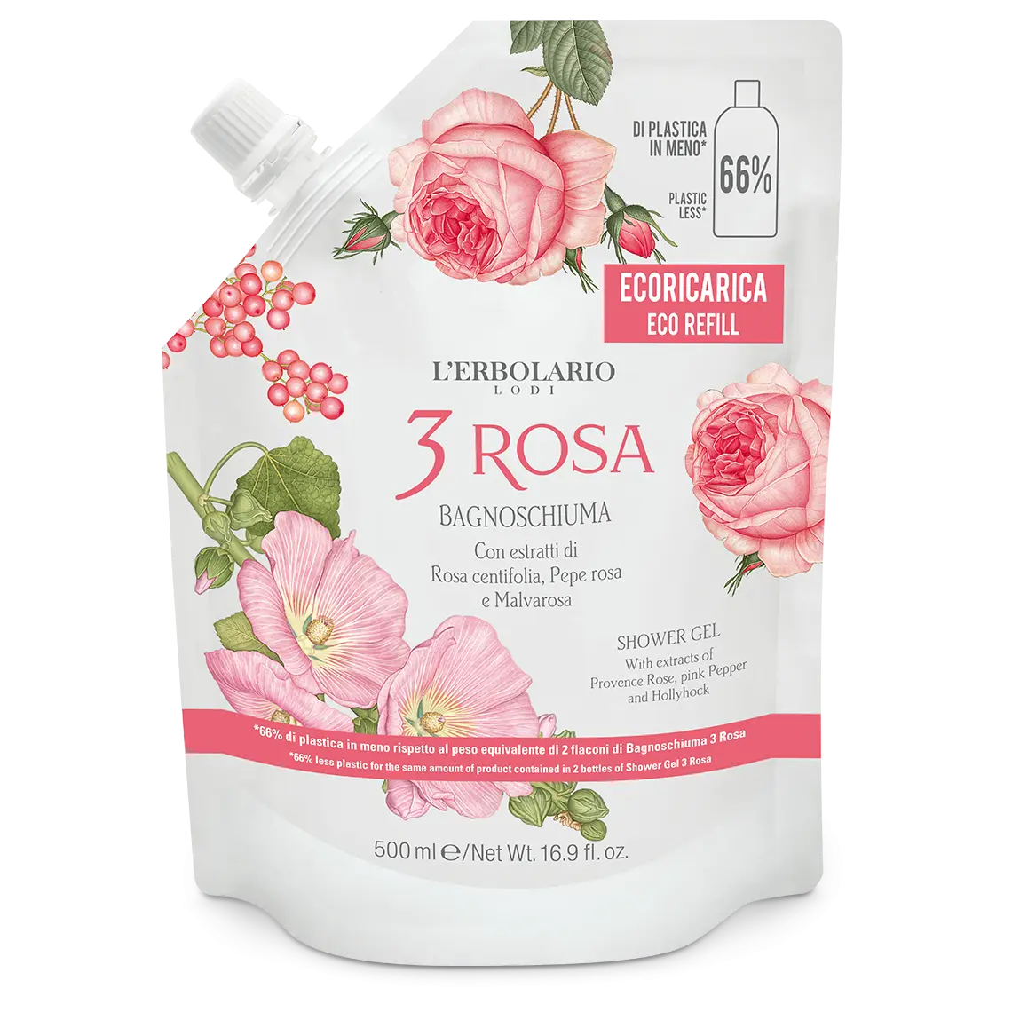 3 Rosa Ecoricarica Bagnoschiuma 500ml