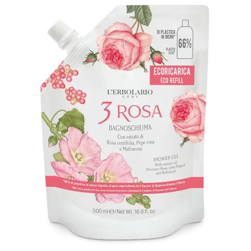 [036.011] 3 Rosa Ecoricarica Bagnoschiuma 500ml