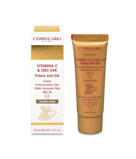 [011.013] Vitamina C & ORO 24K Crema Viso SPF15 Tonalità media 50ml