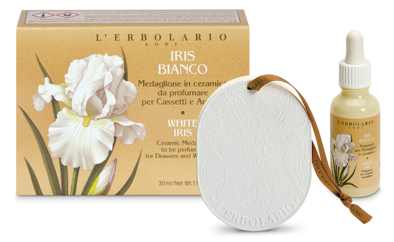 Iris Bianco Medaglione in Ceramica